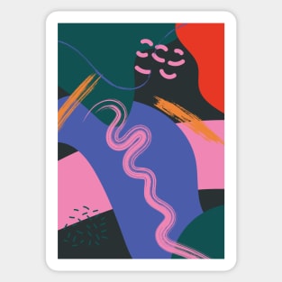 Abstract Colorful Shapes, Retro 1 Sticker